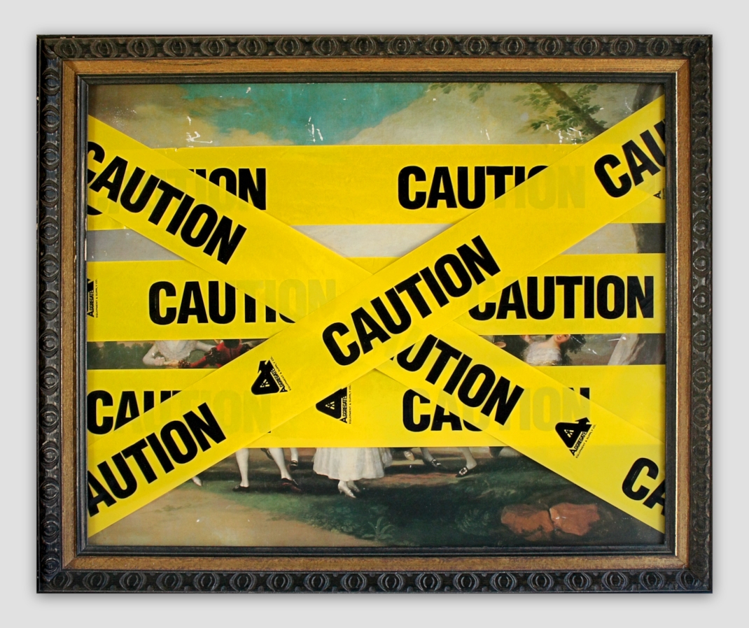 chad-wys-caution-goya-mixed-media-on-found-print-and-frame-2010-21-x-255-x-151