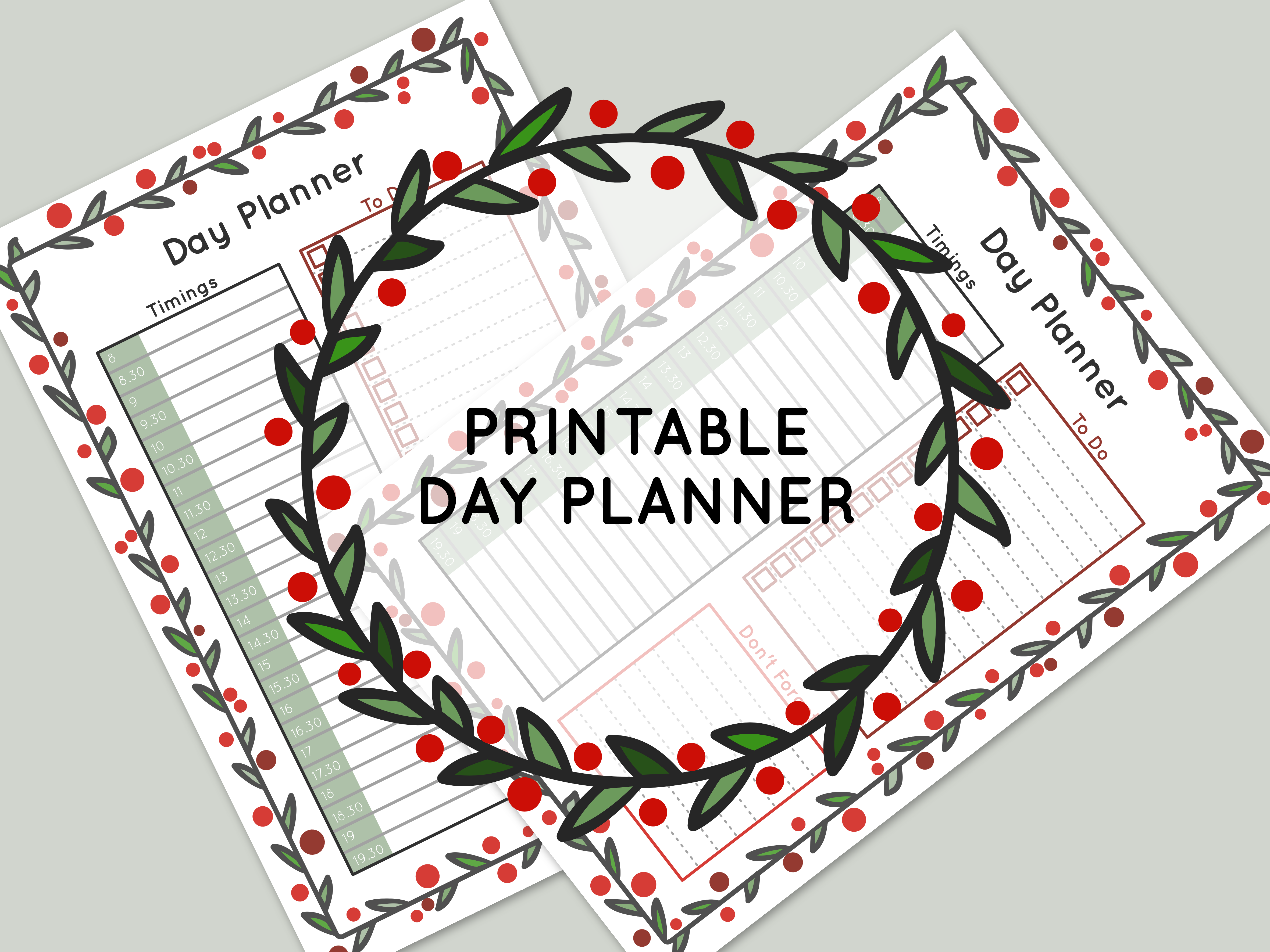 FREE printable festive christmas day planner
