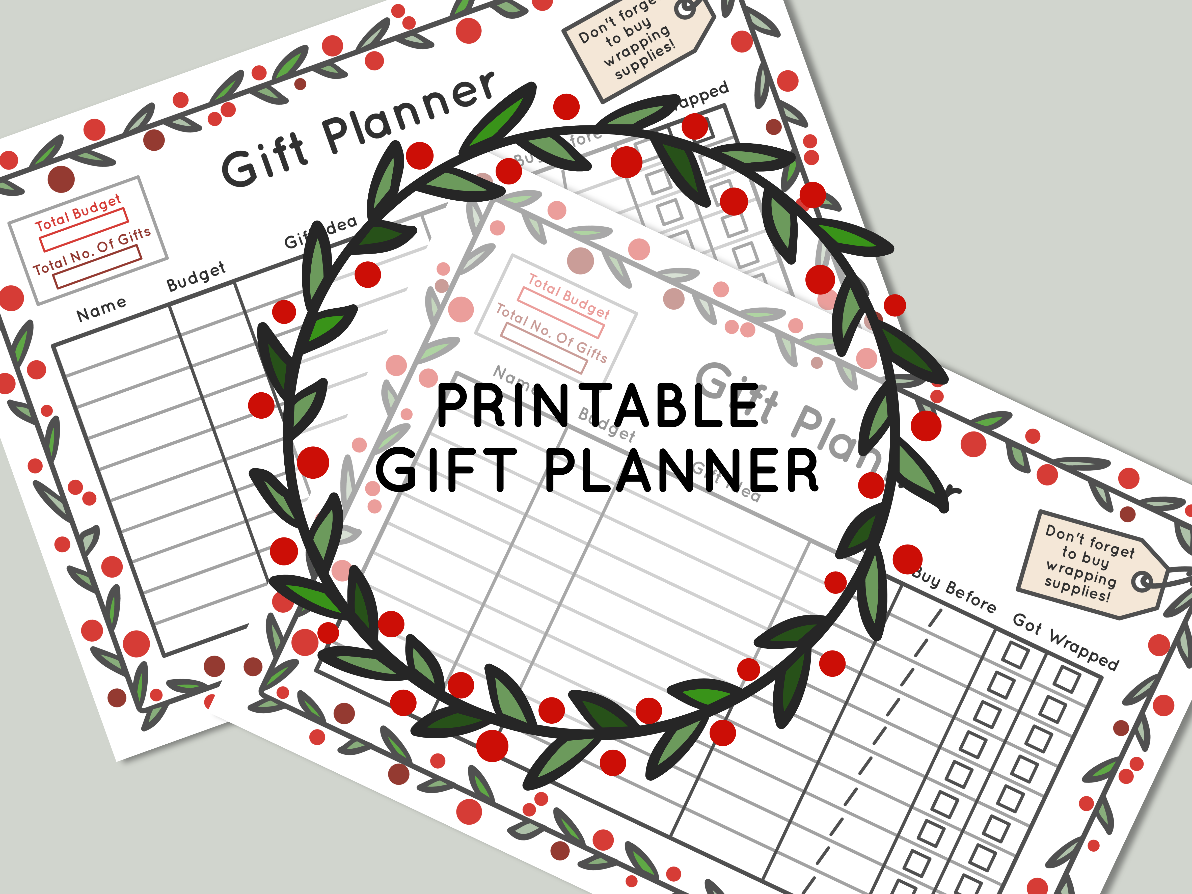 FREE printable christmas gift planner