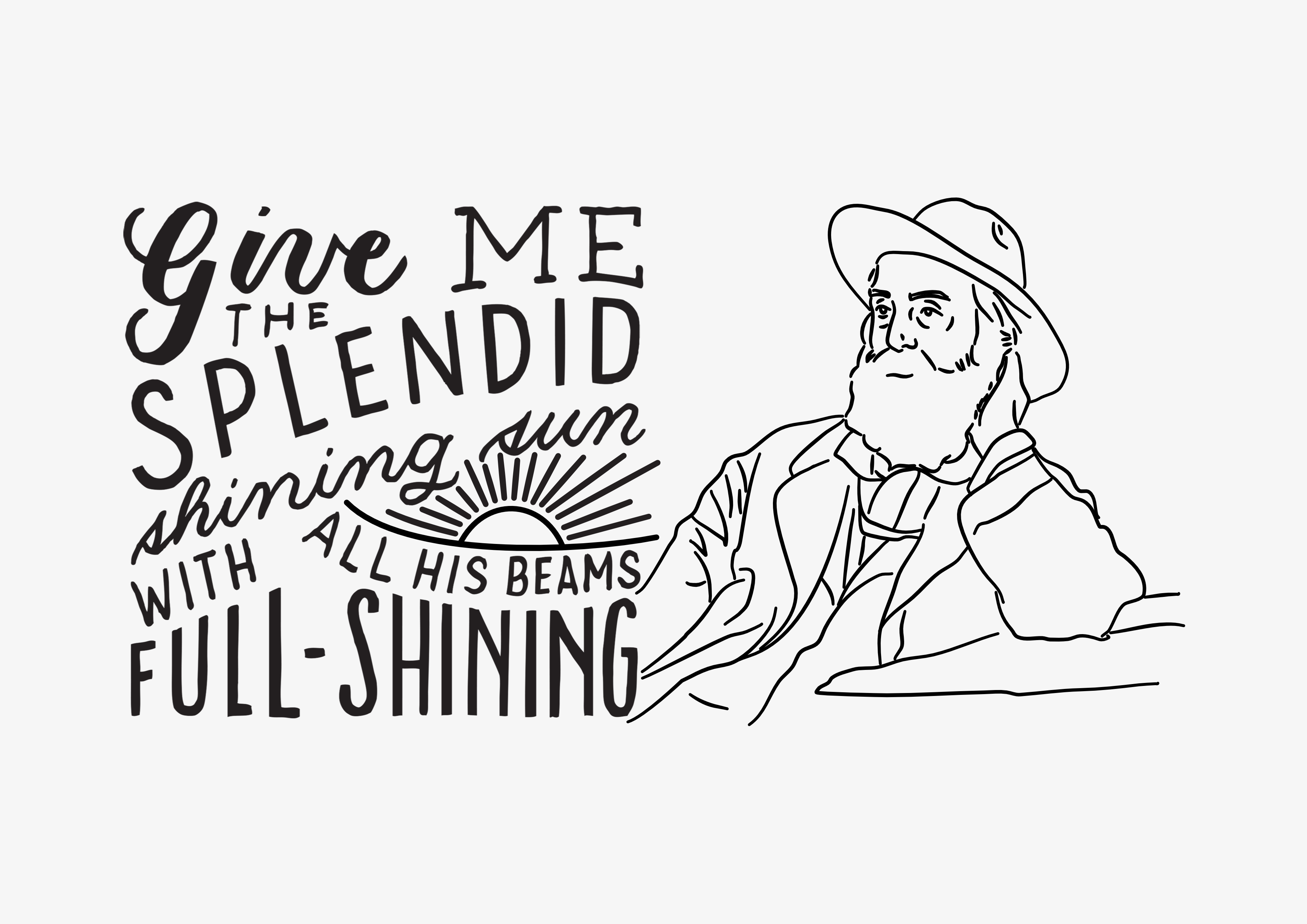 Walt Whitman poetry illustrated typography quote background