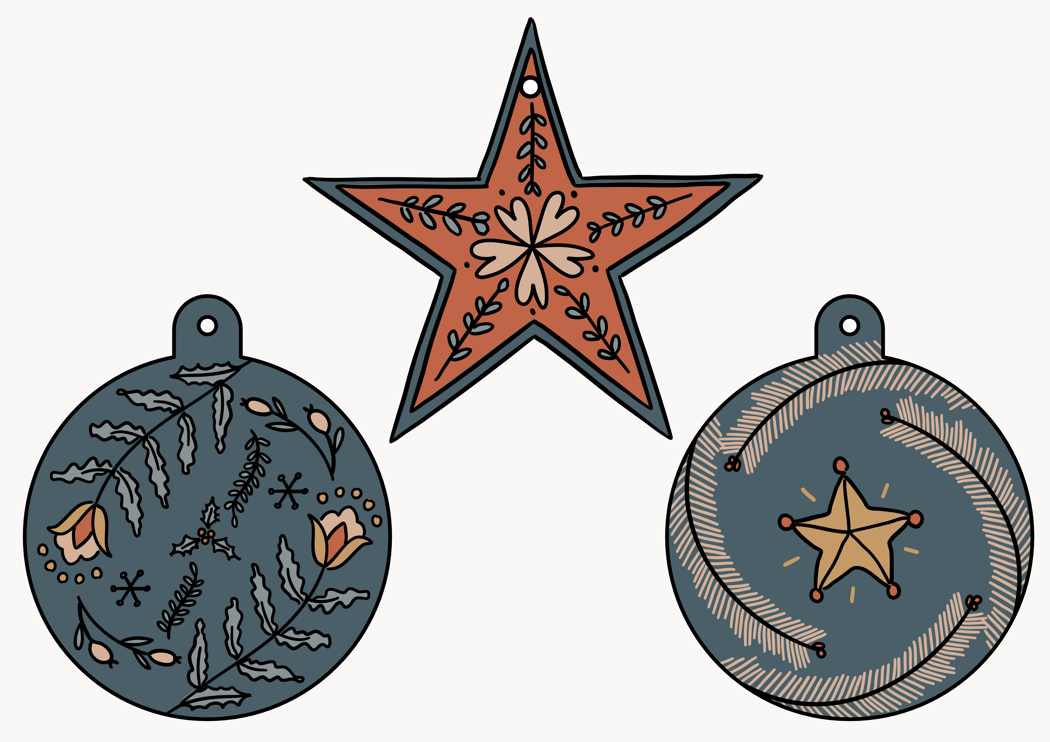 illustrated FREE printable christmas decorations